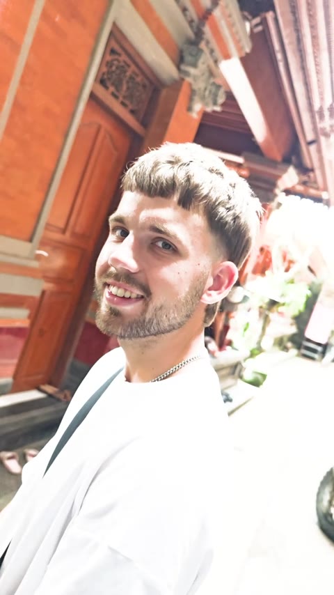 Textured fringe and a fresh beard finish outdoors